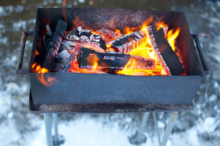 fire in brazierの写真素材