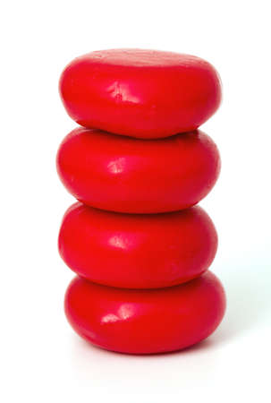 miniature loaf of cheese isolated on white backgroundの写真素材