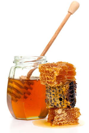 fresh honey isolated on whiteの写真素材