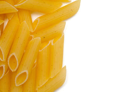 penne pasta isolated on whiteの写真素材
