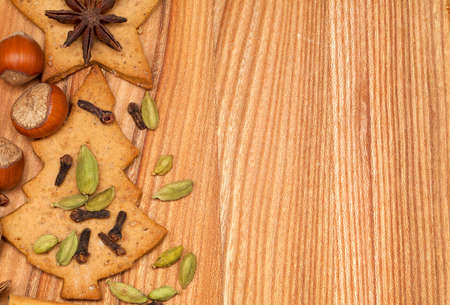 Christmas cookies and spicesの写真素材