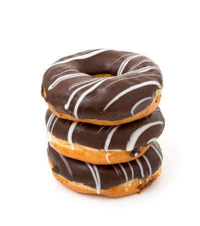 Chocolate Frosted Donut isolated on white backgroundの写真素材