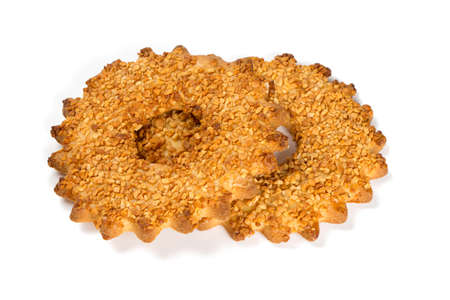 ring cookies with peanuts on topの写真素材