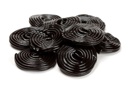 Licorice candies isolated on white backgroundの写真素材