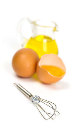 Mayonnaise ingredients isolated on white backgroundの写真素材