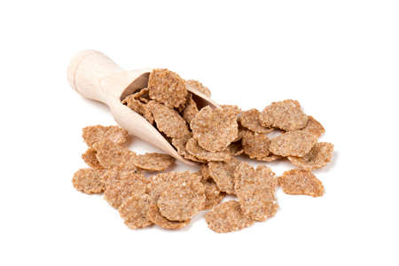pile of bran flakes isolated on white