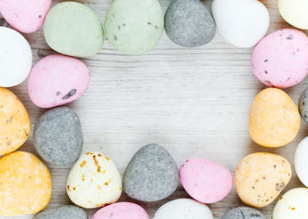 candies on wooden table