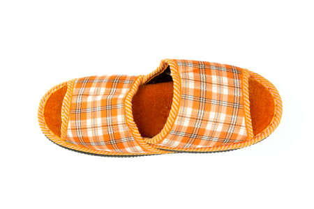 orange slippers isolated on whiteの写真素材