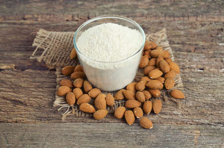 almond flour on wooden surfaceの写真素材