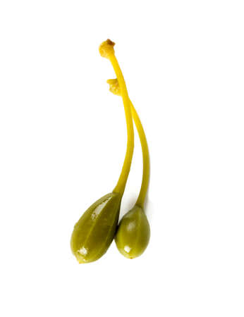 pickled caperberries isolated on white background