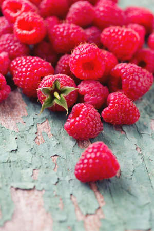 raspberry on wooden surfaceの写真素材
