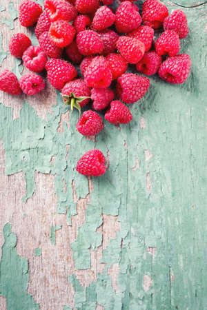 raspberry on wooden surfaceの写真素材