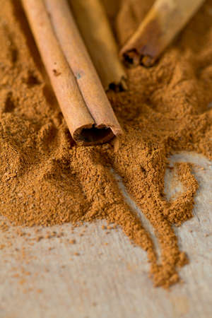 cinnamon on wooden surface