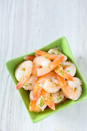 shrimps cooked with garlic and dillの写真素材