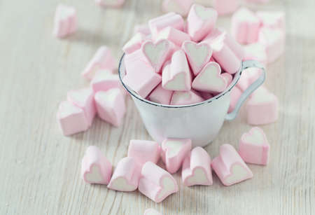 heart-shaped marshmallowsの写真素材
