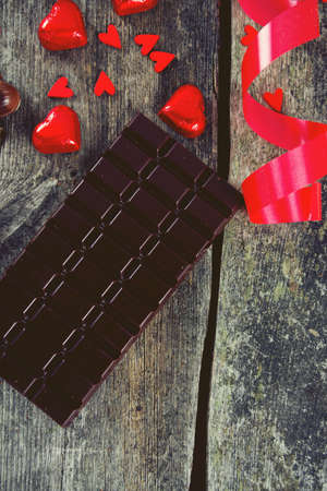 chocolate, hearts and ribbons