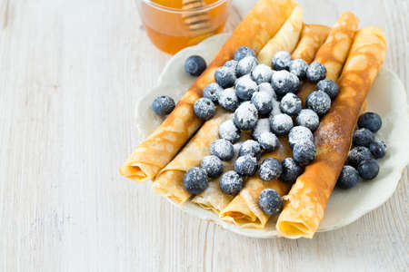 pancakes with blueberriesの写真素材