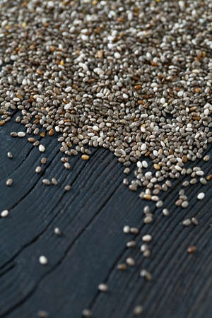 chia seeds onw ooden surfaceの写真素材