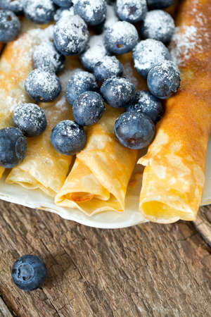 pancakes with blueberriesの写真素材