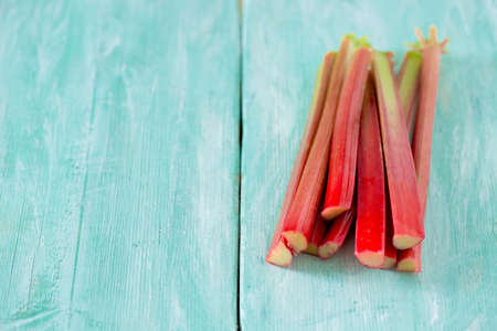 rhubarb on wooden surface