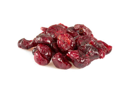 dried cranberry isolated on whiteの写真素材