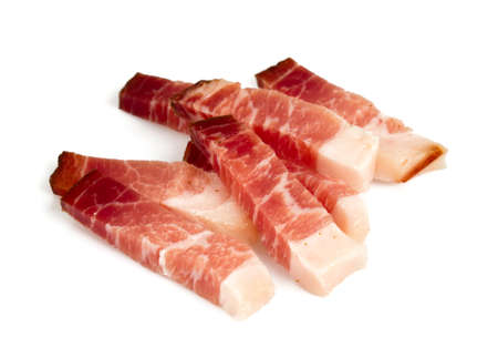 italian speck isolated on white backgroundの写真素材