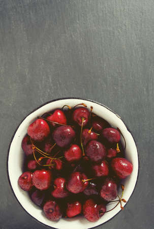 cherry on dark backgroundの写真素材