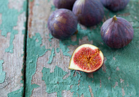 fresh figs on wooden table