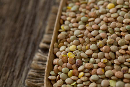 lentils on wooden surfaceの写真素材