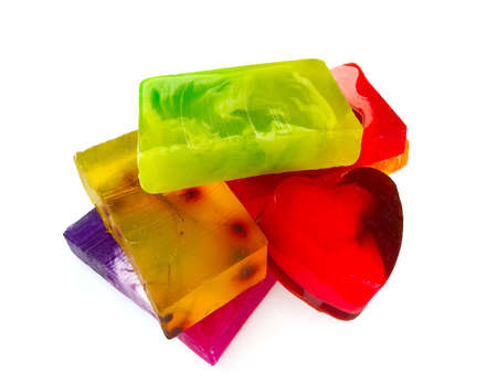 colorful home made soap barsの写真素材