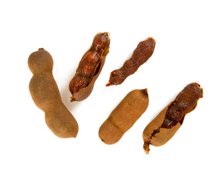 sweet tamarind isolated on whiteの写真素材