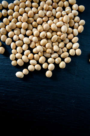 soya beans isolated on black backgroundの写真素材