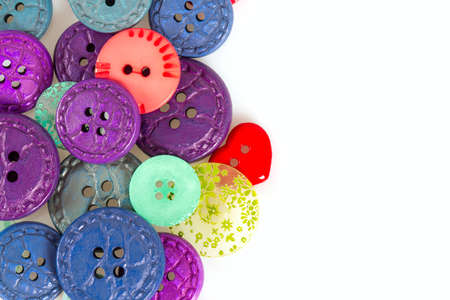 colorful buttons isolated on white backgroundの写真素材