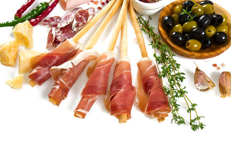 antipasti isolated on white backgroundの写真素材