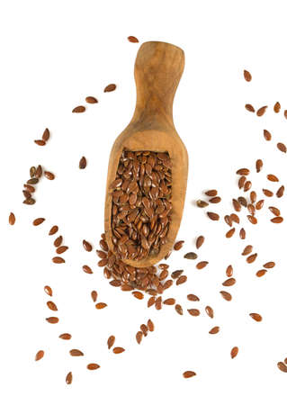 flaxseed isolated on whiteの写真素材