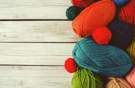 colorful yarn ballsの写真素材