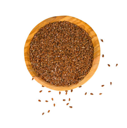 flaxseed isolated on whiteの写真素材