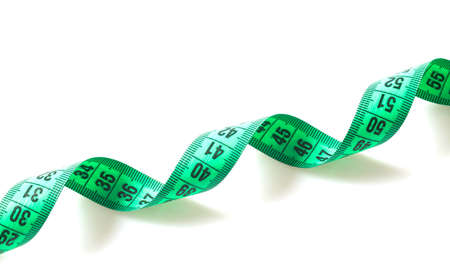 measuring tape isolated on whiteの写真素材