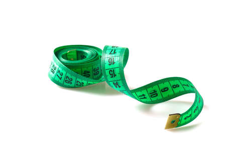 measuring tape isolated on whiteの写真素材