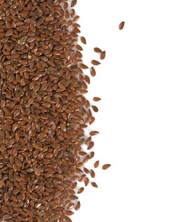flaxseed isolated on whiteの写真素材