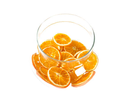 dried oranges isolated on whiteの写真素材