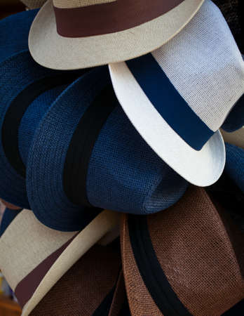 various hats are being selledの写真素材