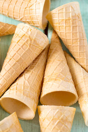 ice cream scones on wooden turquoise backgroundの写真素材