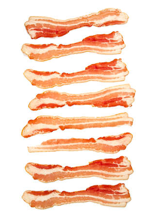 bacon isolated on whiteの写真素材