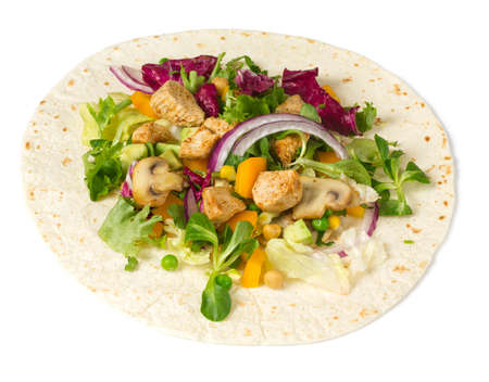 Traditional mexican chicken tortilla wrapの写真素材