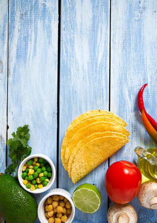 ingredients for vegetable tacosの写真素材