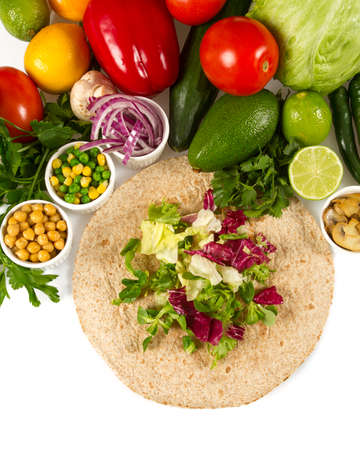 vegetarian wholegrain tortilla wrapsの写真素材
