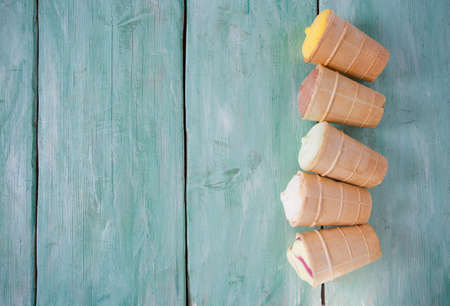 Ice cream in waffle cupの写真素材