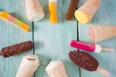 Ice cream in waffle cup and stick