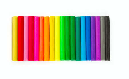 colorful playdough on white background